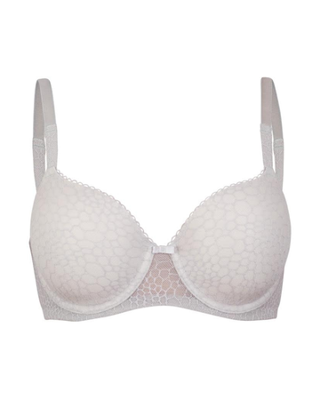 You 100-818 Silver Lace Jacquard Pearl Molded Underwire Bra myselflingerie.com